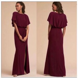 bhldn juliana high-neck side-slit stretch crepe maxi dress BHLDN Juliana High-Neck Side-Slit Stretch Crepe Maxi Dress